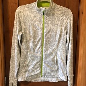 Mondetta white & grey light floral athletic jacket